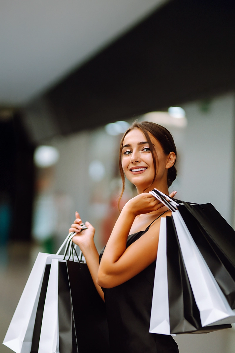 a lady at commercial shops in gurgaon